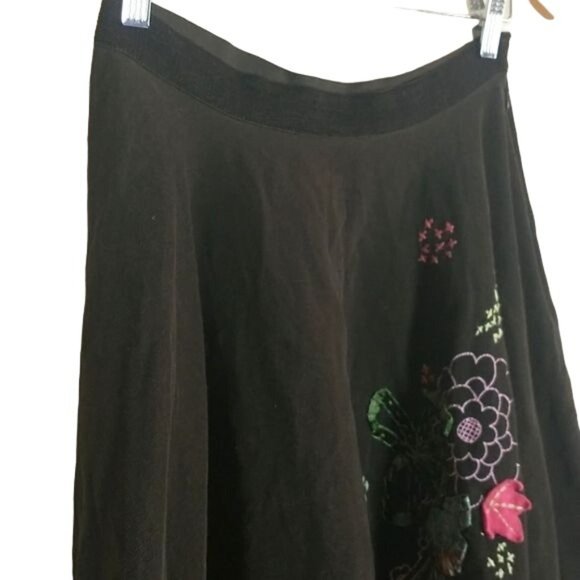 Free People Brown Corduroy Embroidered Skirt Size 2 - Picture 4 of 9